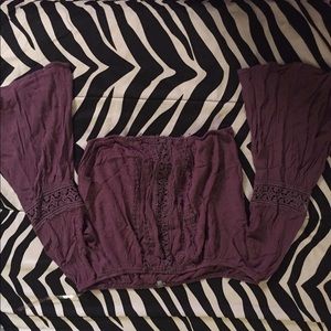 Charlotte Russe purple long sleeve crop top